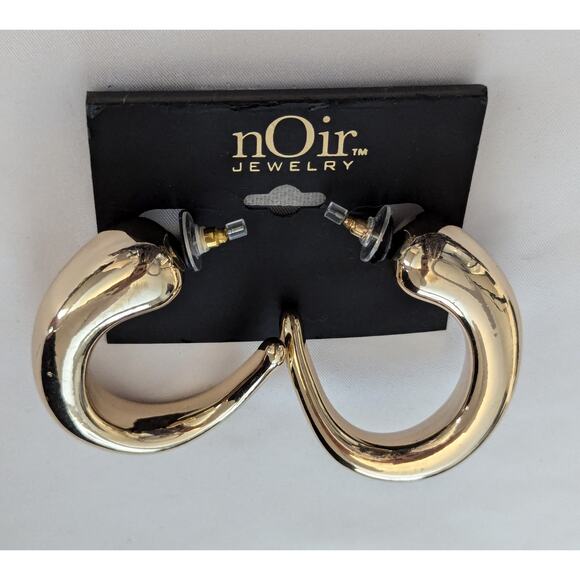 Chunky Gold Tone Teardrop Drop Earrings - Picture 5 of 5